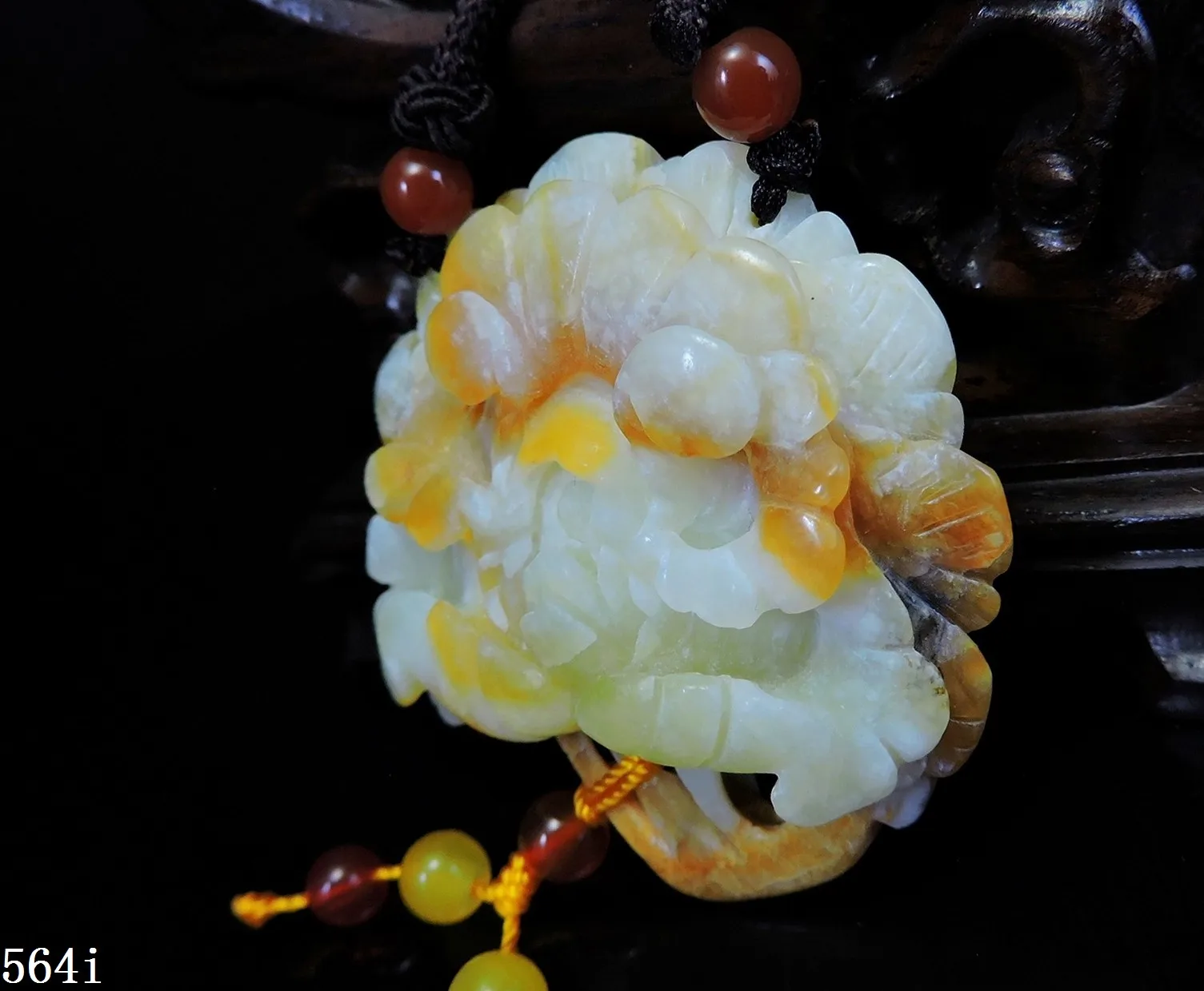 Jade Jewelry Natural Jade Pendant Necklace Hand-Carved peony flower Jadeite Necklace Pendant Gift No Treatment 564i