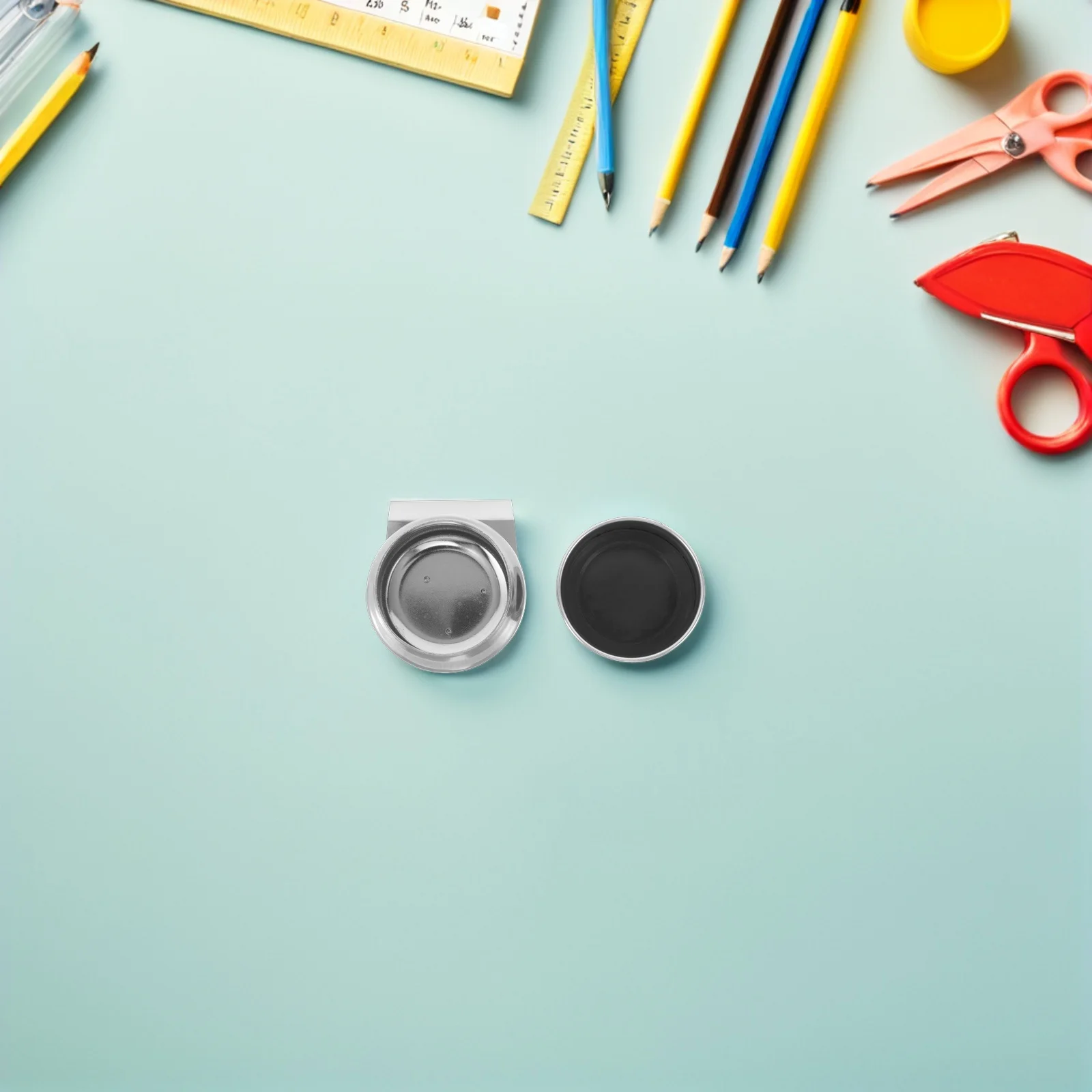 2Pcs Stainless Steel Paint Cup Single Dipper Palette Tool with Clip Portable for Studio and Outdoor Use Paint Plate