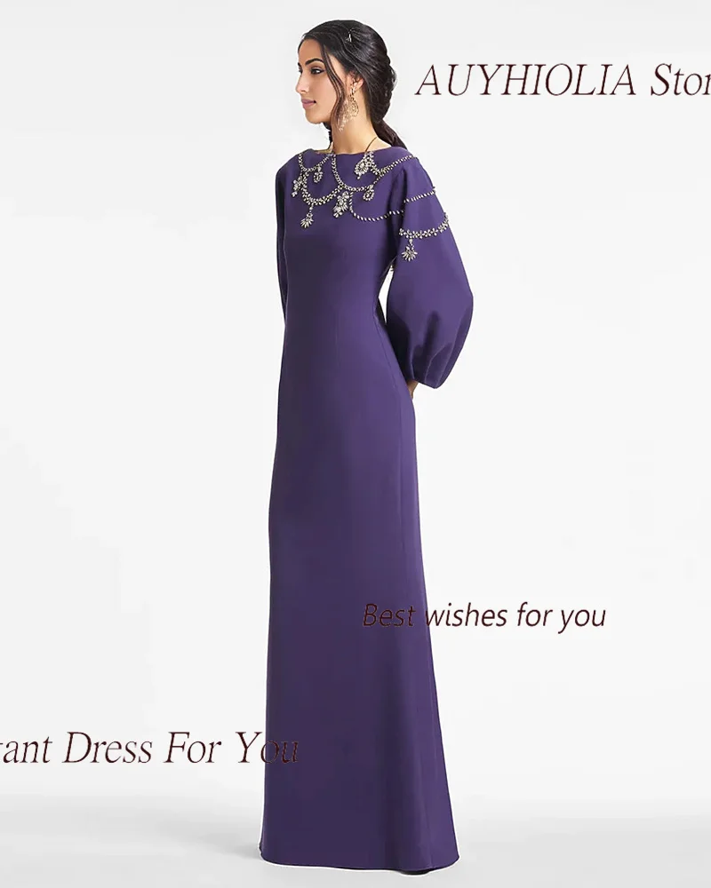 Luxury Crystal Evening Dress For Sexy Women 정장원피스 Vestidos de festa Elegant A-Line High Neck Crepe Cocktail Prom Gown 2024