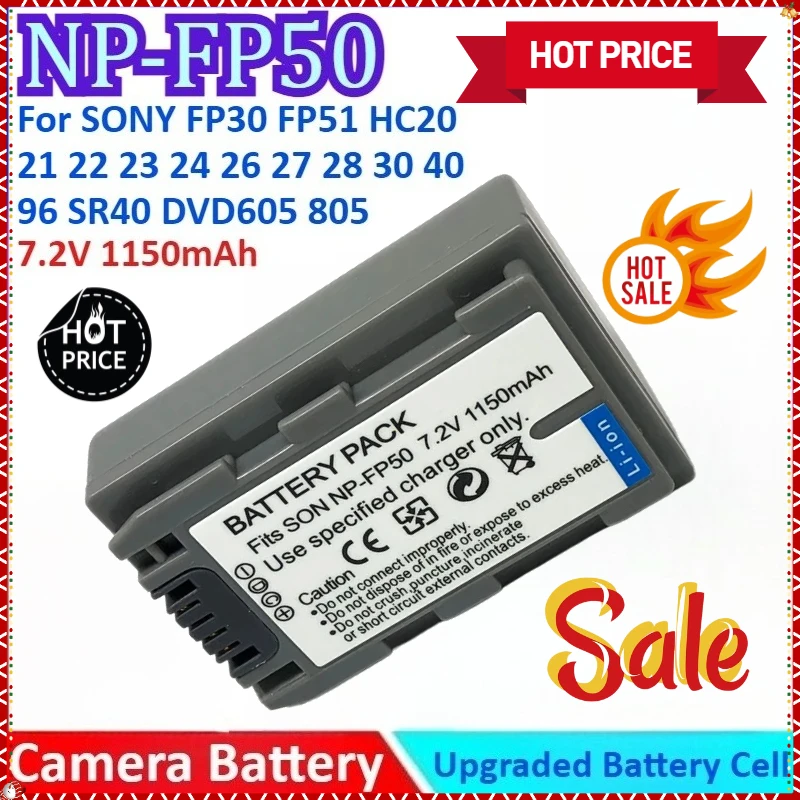 

New 1150mAh 7.2V NP-FP50 FP70 FP90 Camera Battery+Charger for SONY FP30 FP51 HC20 21 22 23 24 26 27 28 30 40 96 SR40 DVD605 805