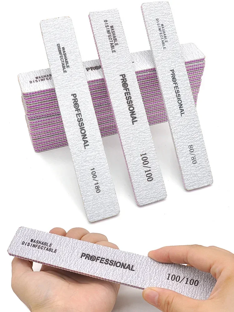 баф для ногтей Pilniki do paznokci Profesjonalny papier ścierny 80/100/180 Grit Dwustronny kwadratowy pilnik do paznokci Zmywalny pilnik do paznokci Narzędzie do manicure