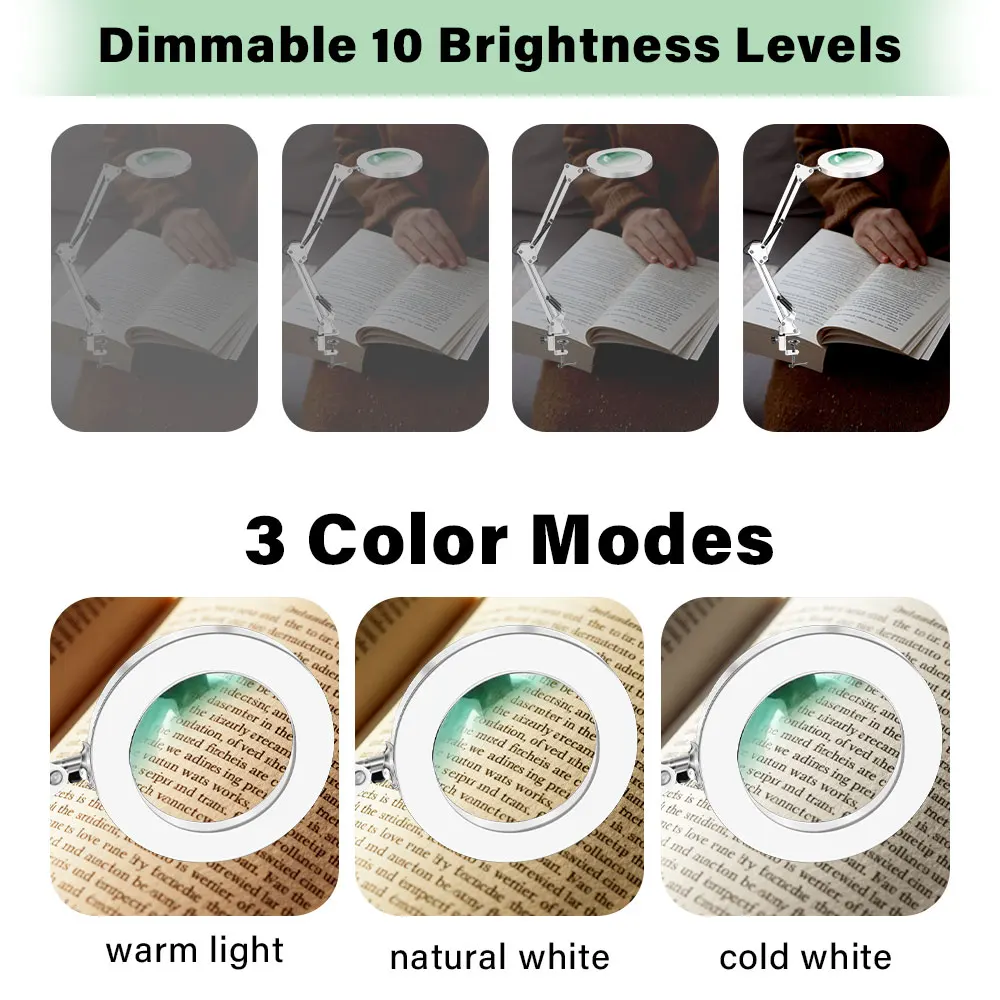 8X التكبير USB 3-Color 72 مصباح ليد المكبر لحام الحديد إصلاح لمبة مكتب العناية بالبشرة وأدوات التجميل