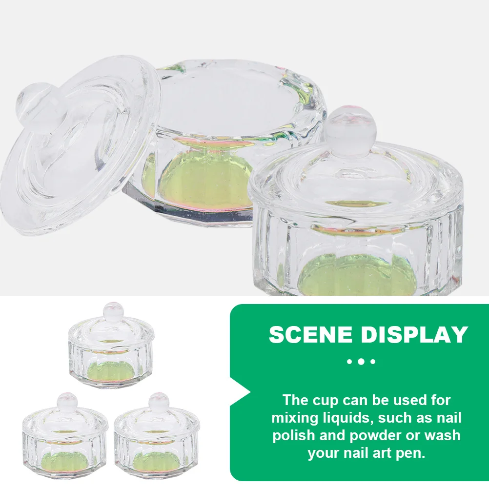 

3 шт., стеклянные чашки для дизайна ногтей, прочные чашки для смешивания маникюрных порошков, держатель для жидкости для маникюрного салона, чашка для смешивания пудры