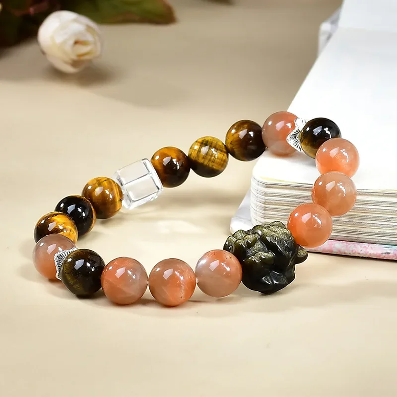 

Natural Yellow Tiger Eye Obsidian Bracelet Women's Light Luxury Fashion Handmade Bracelets, Accessories, Gifts