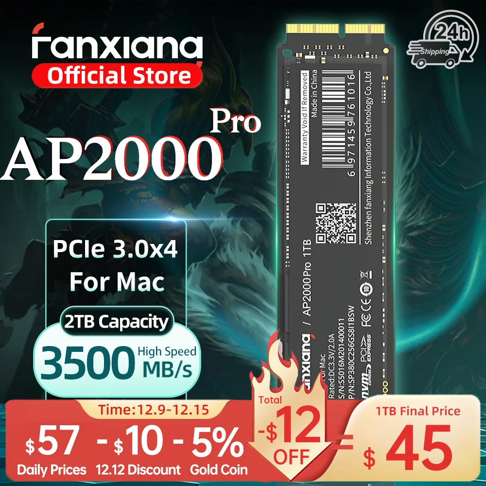 Fanxiang M.2 SSD AP2000 Pro dla iMac 3500MB/s 1TB 2TB PCIe3.0x4 M.2 NVMe Wewnętrzny dysk półprzewodnikowy tylko dla Macbook Pro/iMac