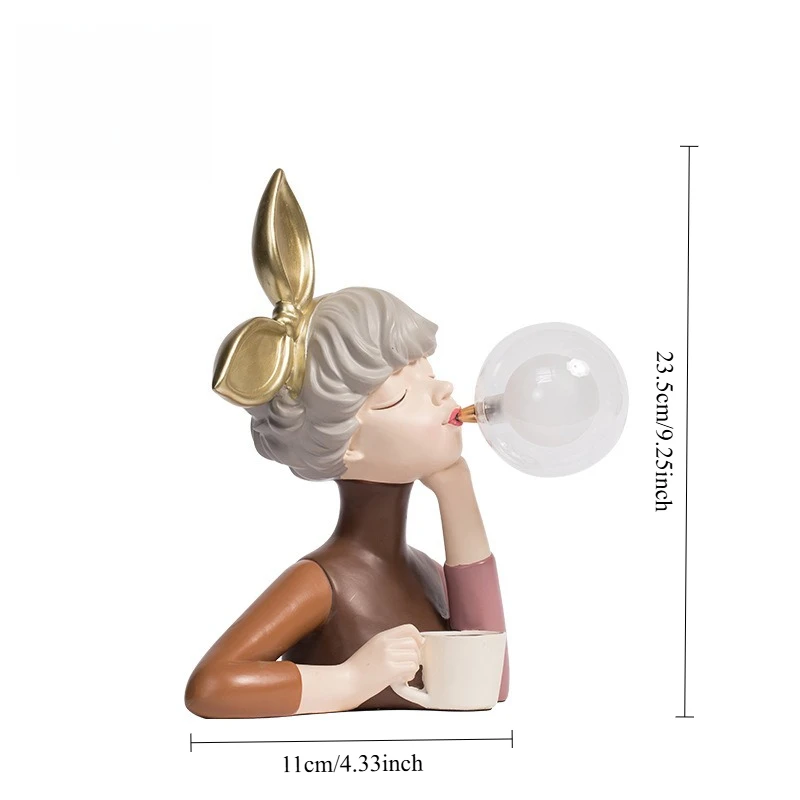 Cartoon Bubble Girl Nachtlicht Statue Skulptur Nordische Nachttischfiguren Heimdeko Atmosphärenlampe Kreatives Geschenk für Zimmer – Detail 16