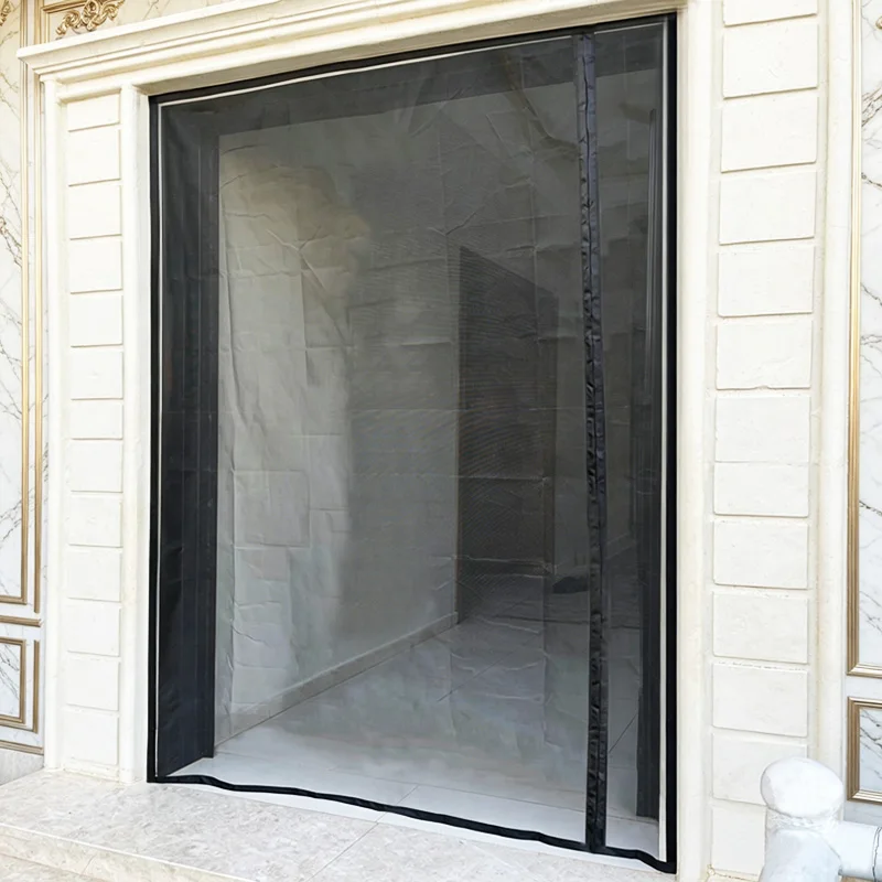 Side Opening Magnetic Door Screen Mosquito Net Black Invisible Fine Mesh Anti-Mosquito Fly Insect Screen for Summer Indoor Use