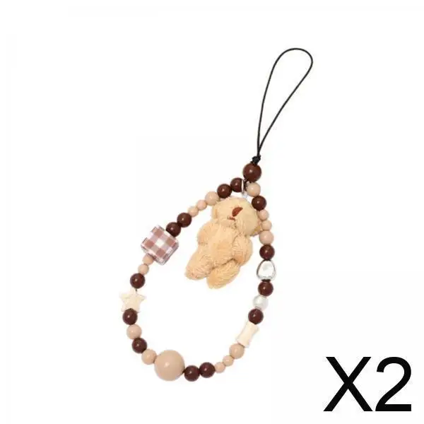 

Универсальный брелок-подвеска для телефона в виде медведя, браслет из бусин, цепочка для мобильного телефона, аксессуар, подарок