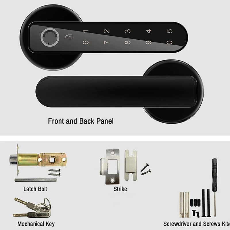 Fingerprint Door Lock,Keyless Entry Door Lock With Handle, Passcodes,Fingerprint,And Keys Unlock,Easy To Install