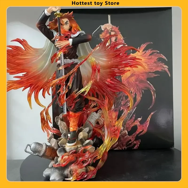 Demônio slayer gk chama 30cm hashira kyojuro rengoku desenho espada anime figura estátua modelo desktop computador caso decoração brinquedo