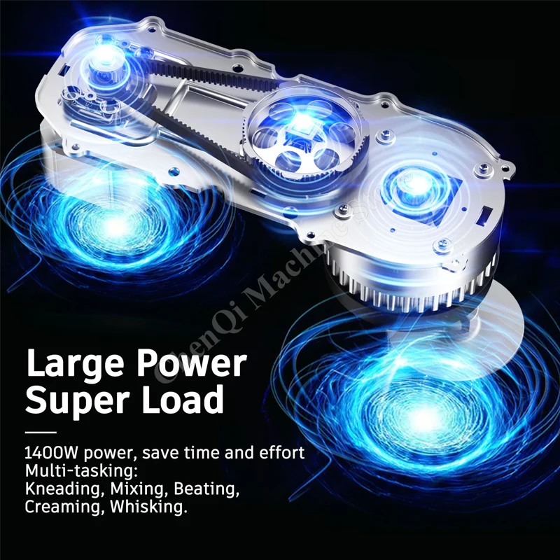 Deegmixers 1400W Stand Mixer Professionele keuken Voedselblender Crème Garde Taartkom Metal Gear Chef Machine