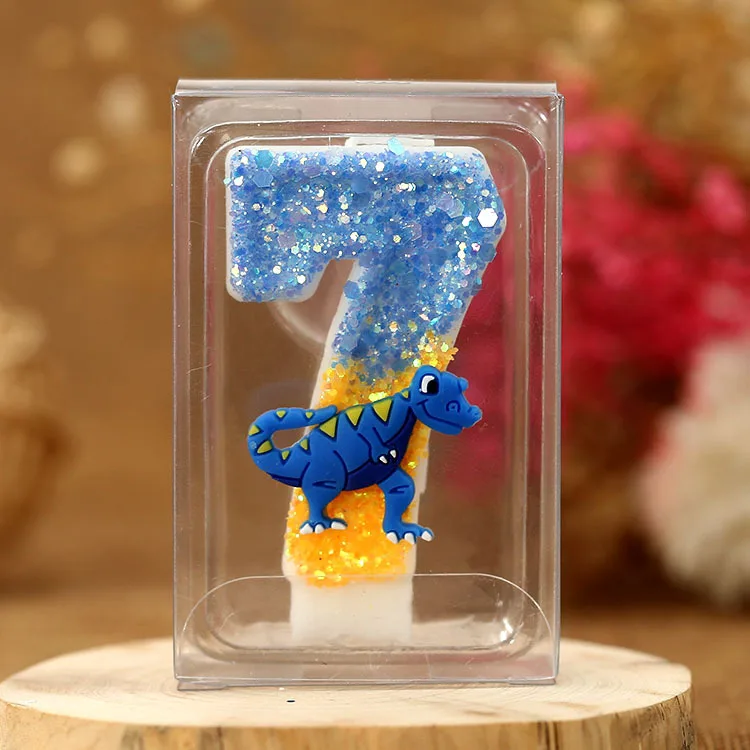 FY Boy\'s Digit Birthday Candles with Dragon 0-9 Number Blue Cake Decorative Kids Party Candle for Anniversary Party Wedding