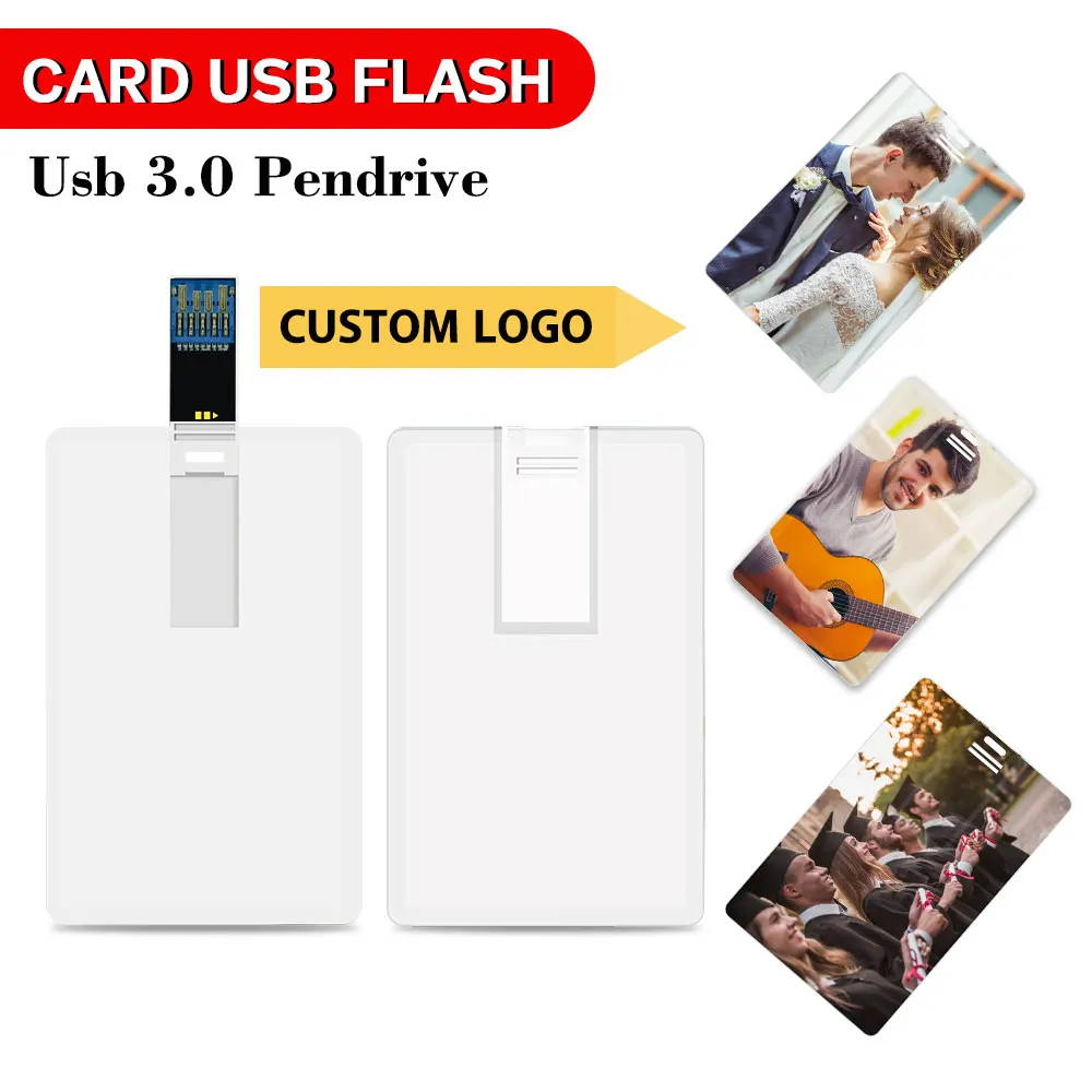 10 PCS/LOT USB Credit Card 3.0 flashdisk 8GB 16GB 32GB 64GB 128GB memori cle memory stick Kartu Bisnis usbcostomized logo