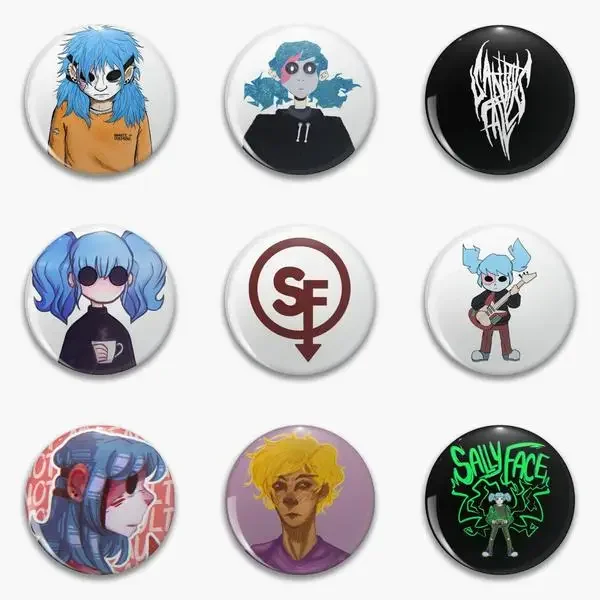 Sally Face Sal Fisher Sf Sallyface Super Hey Soft Button Pin Customizable Jewelry Cartoon Brooch Gift Decor Clothes Creative Hat