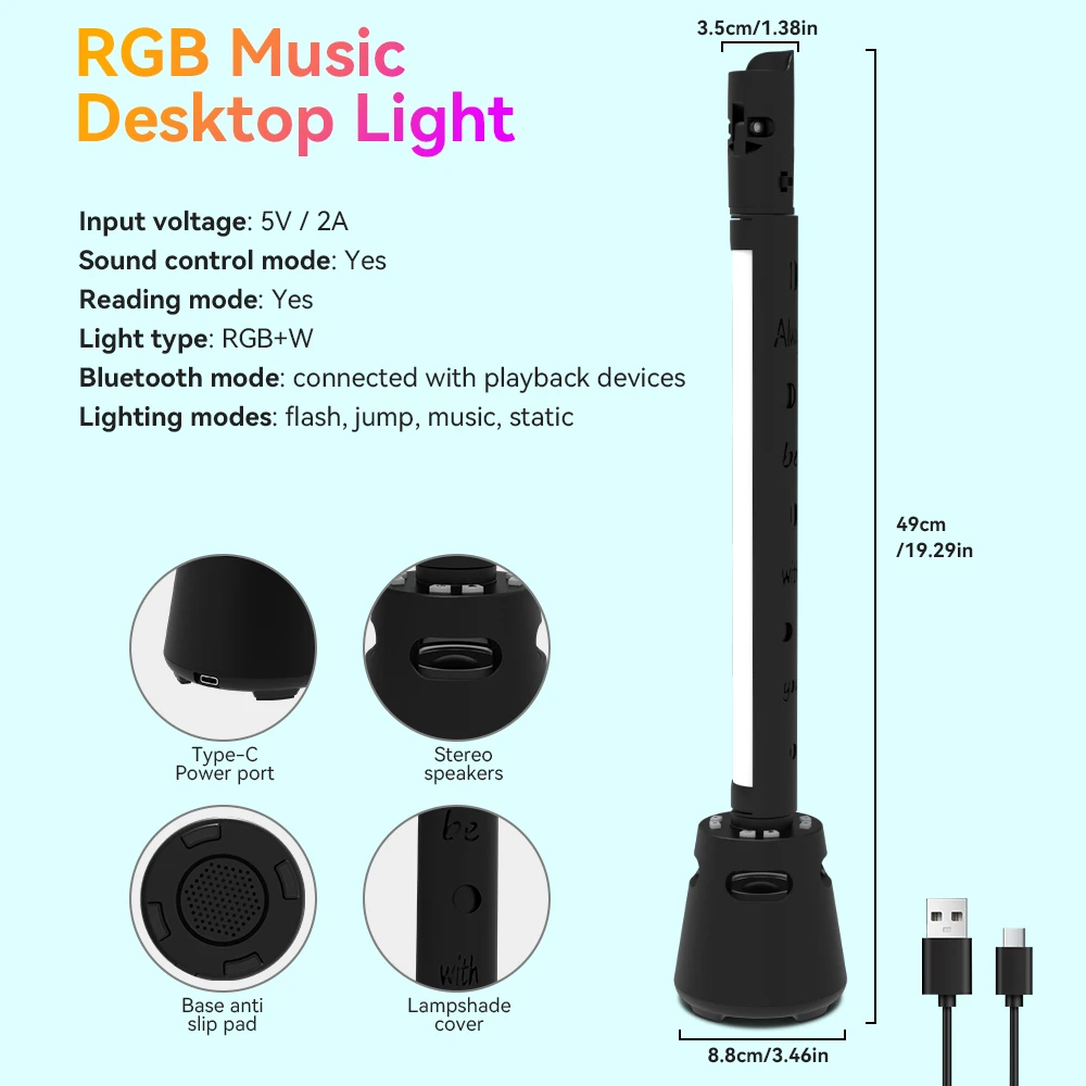 LED سطح المكتب لاقط مصباح RGB الموسيقى إيقاع المحيطة لاقط أضواء USB قابلة للشحن RGB لتقوم بها بنفسك اللون أضواء حفلة عيد الميلاد الديكور