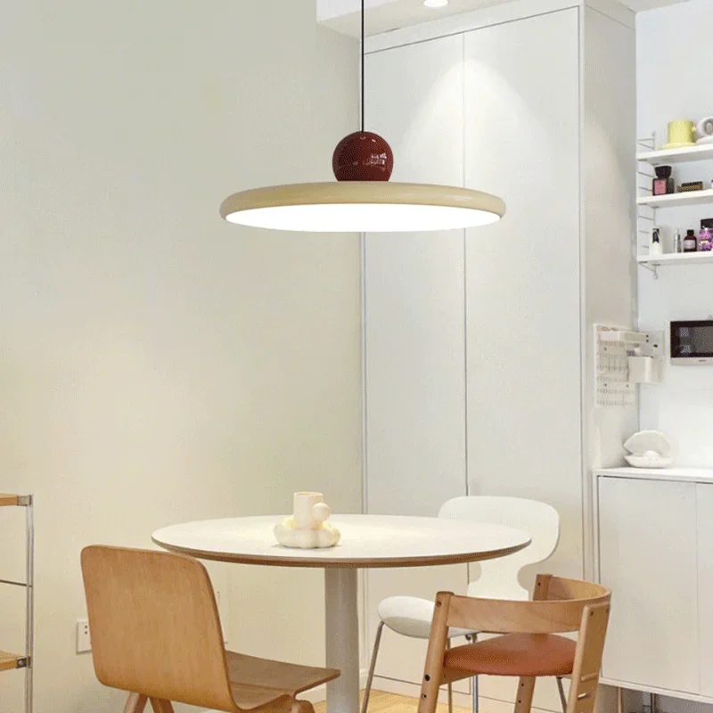 

Cream Style Restaurant Chandelier Nordic Retro Ufo Bar Lamp Modern Minimalist Full Spectrum Eye Protection Dining Table Led Ligh