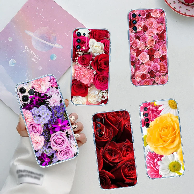 UN5 Beautiful Roses Flower Transparent Phone Case for Motorola Moto Edge 20 30 40 50 S30 Fusion Ultra Pro Neo Lite + G200 G23 view 4