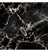 Nuxovilar Black Gold Marble Textured Peel and Stick Wallpaper, 15.75"x39.37", Self-Adhesive Conta...