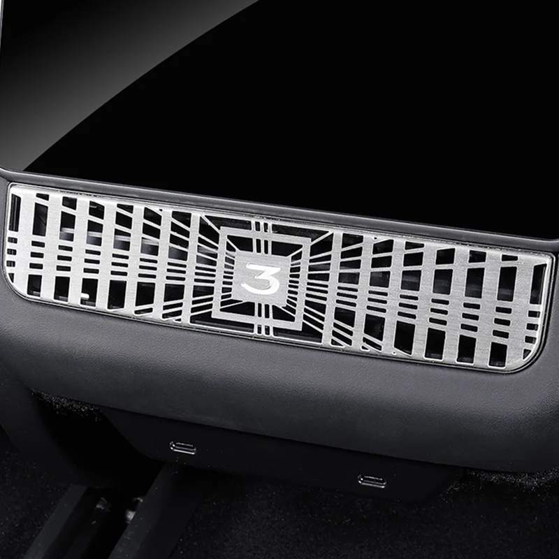 For Tesla Model 3 Highland 2024 Rear Air Vent Cover Center Console Armrest Box Back Conditioner Outlet Filter Grille Protector