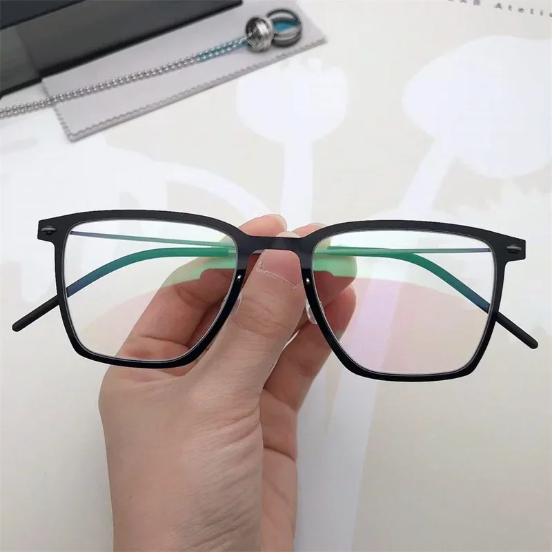 الدنمارك 6554 مربع قصر النظر القراءة التيتانيوم إطارات النظارات الرجال النساء النظارات خفيفة للغاية وصفة طبية Gafas نظارات دي Oculos