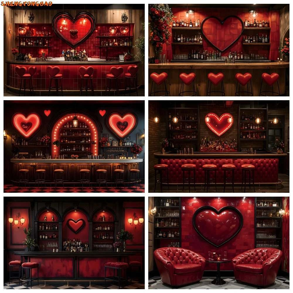 

Valentine's Day Valentine's Day Red Sweetheart Shop Bar Wine Love Heart Valentine Couple Portrait Photography Background Decor