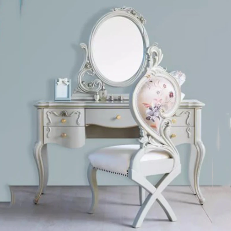 Mirror Vanity Dressing Table Storage Wood Texture Drawers Dressing Table High End Coiffeuse De Chambre Bedroom Furniture