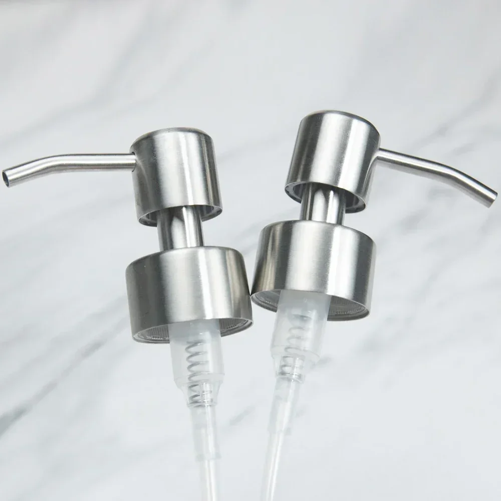 2 Stücke Badezimmer Küche Flüssigseife Lotion Spender Pumpen Kopfgriff Edelstahl Pumpenkopf für Handpresse Spender Flasche