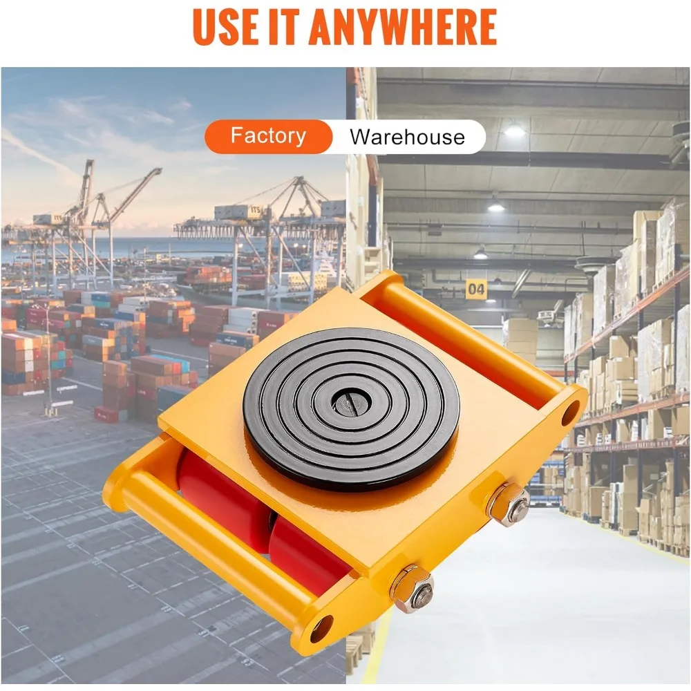 4-Piece Heavy-Duty Equipment Moving Skates with 17,637 lb Capacity, featuring 4 Swiveling PU Wheels and Non-Slip Surface