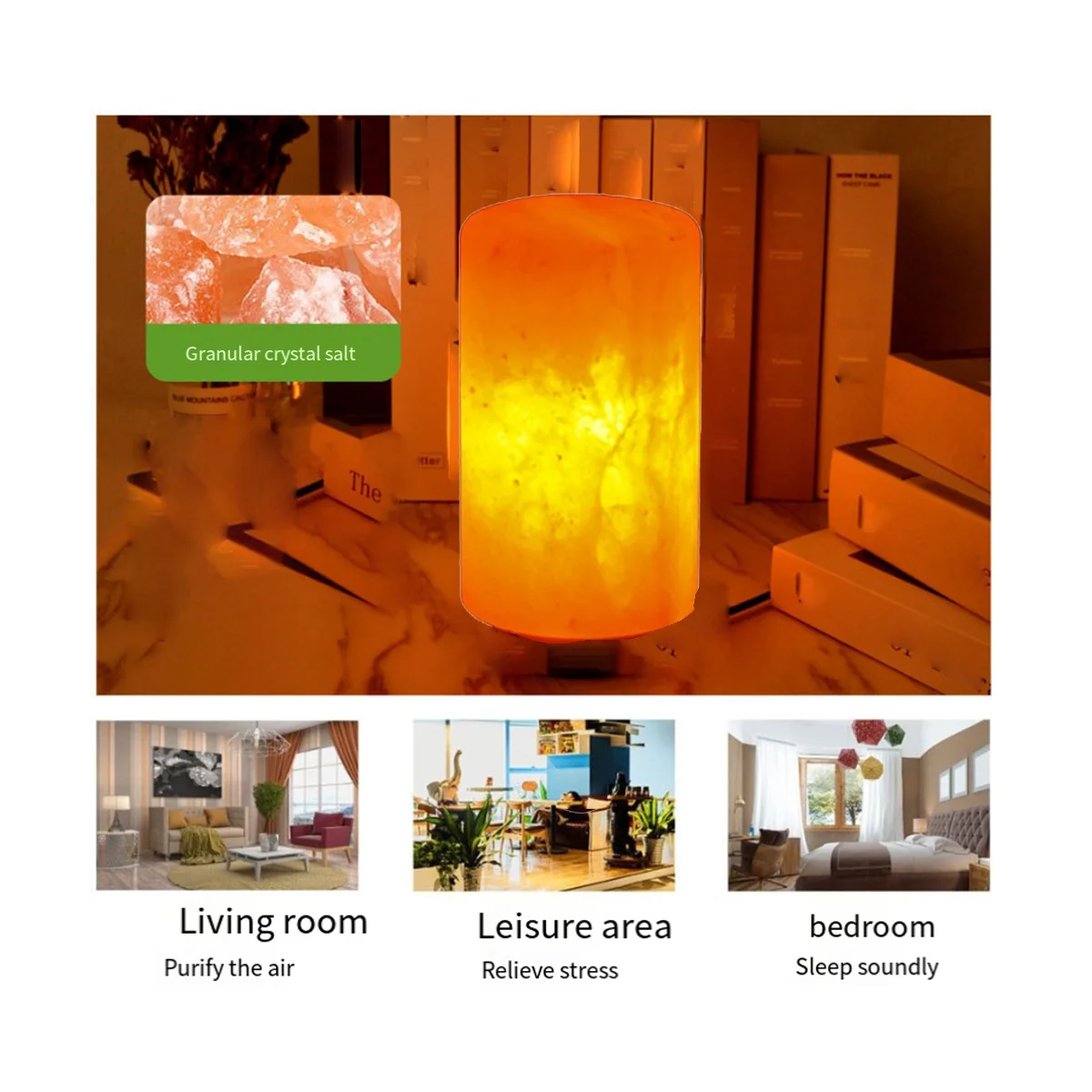 Himalayas Crystal Salt Lamp LED Warm Night Light Air Purifier Decorative Bedside Table Lamp Ornament EU Plug