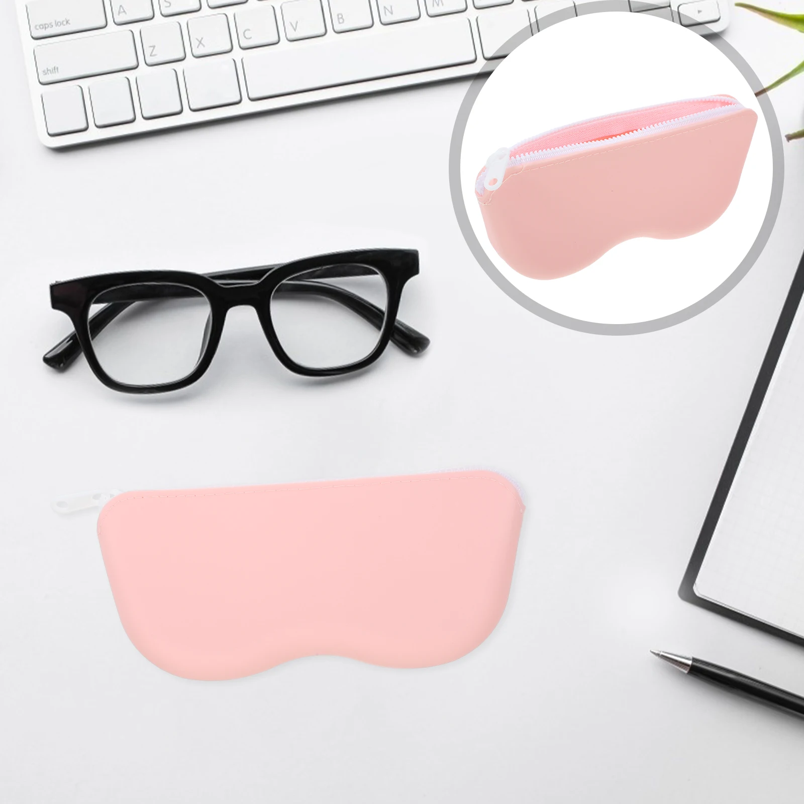 

Silicone Eyeglass Case Pink Portable Travel Women Fashion Holder Storage Sunglasses Protective Bag Glasses Box