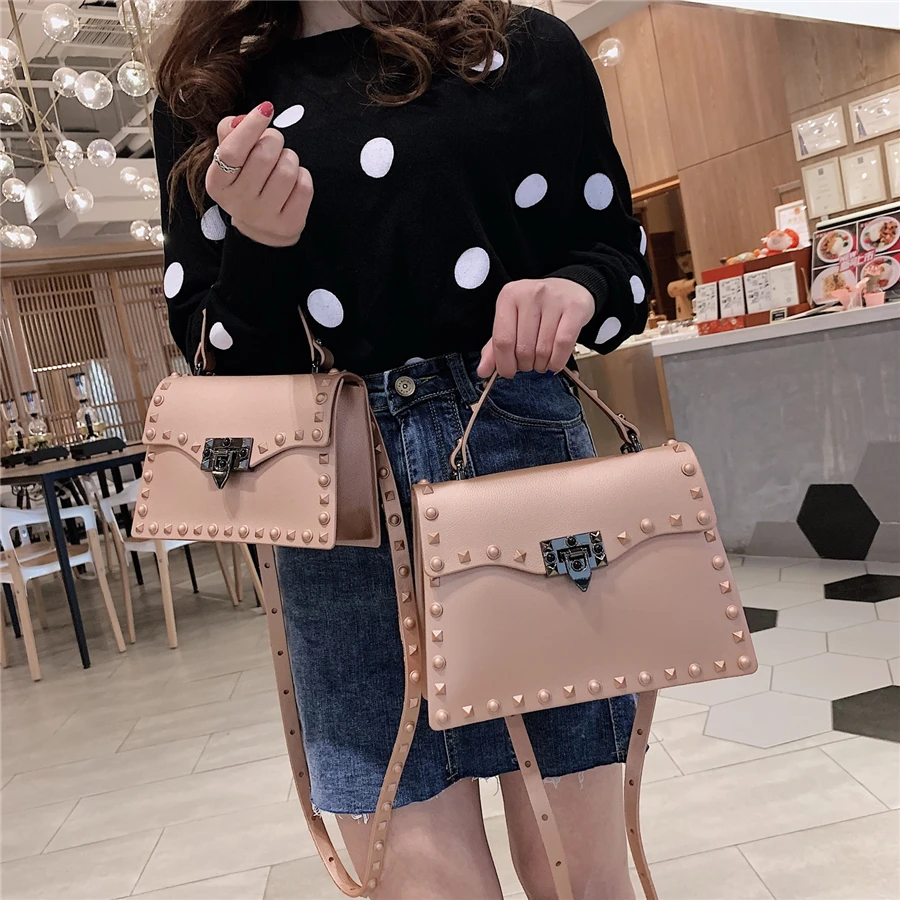 Designer Women Small PVC Handbags Shoulder Bags Fashion Ladies Travel Crossbody Bags for Women Casual Female Rivet Messenger Bag