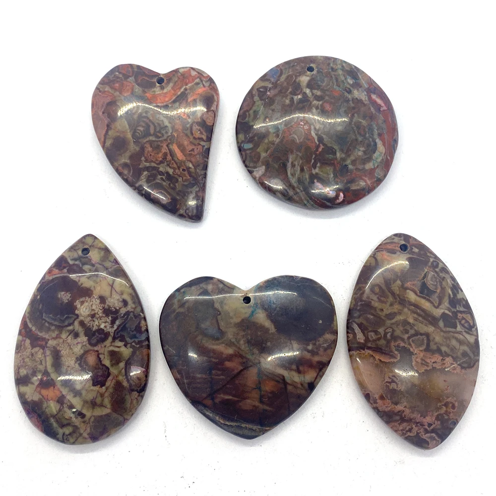 

5pcs/pack 30*48*7mm Agate Stone Loose Beads Oval Heart Shaped Irregular Shaped Semi-precious DIY for Making Necklace Earrings