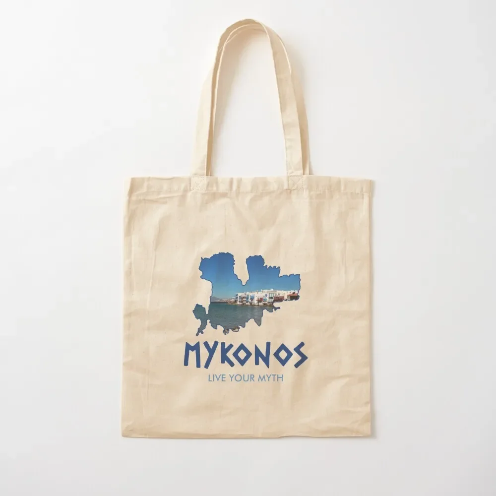

Mykonos, Live your Myth. Tote Bag Canvas Big bag women Candy bags