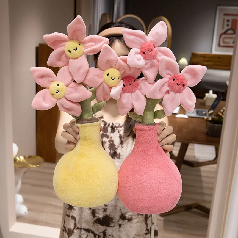 Creative Peach Blossom Pillow Vase Pottery Plush Toys Living Room Window Decoration Fabric Peach Blossom Home Decor