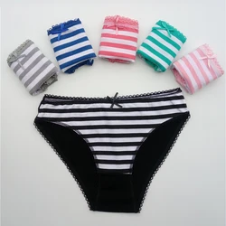 Sexy Panties for Women Cotton Soft Female Underwear Lace Briefs set Ladies Striped Bikini Intimates Lingerie 5 pcs/lot