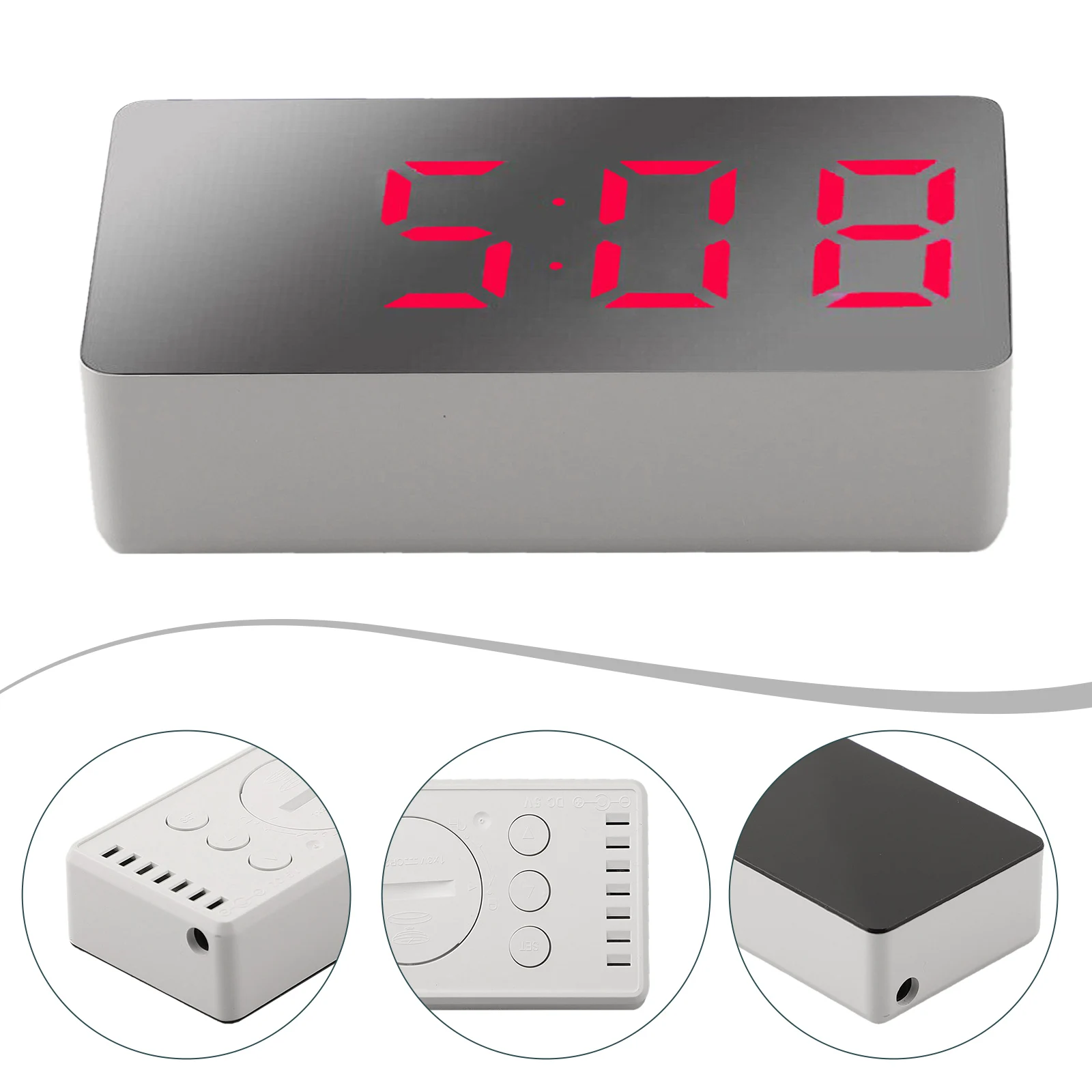 Portable LED Mirror Clock Digital Alarm Clock with Temperature Display Stylish Travel Clock for Home and Office Use