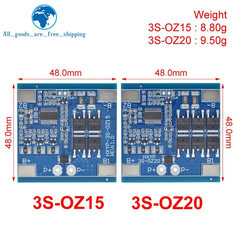 TZT 3S 12V 15A / 20A BMS 18650 Lithium Battery Protection Board 11.1V 12.6V Anti-overcharge With Balance And Temperature Control image 3