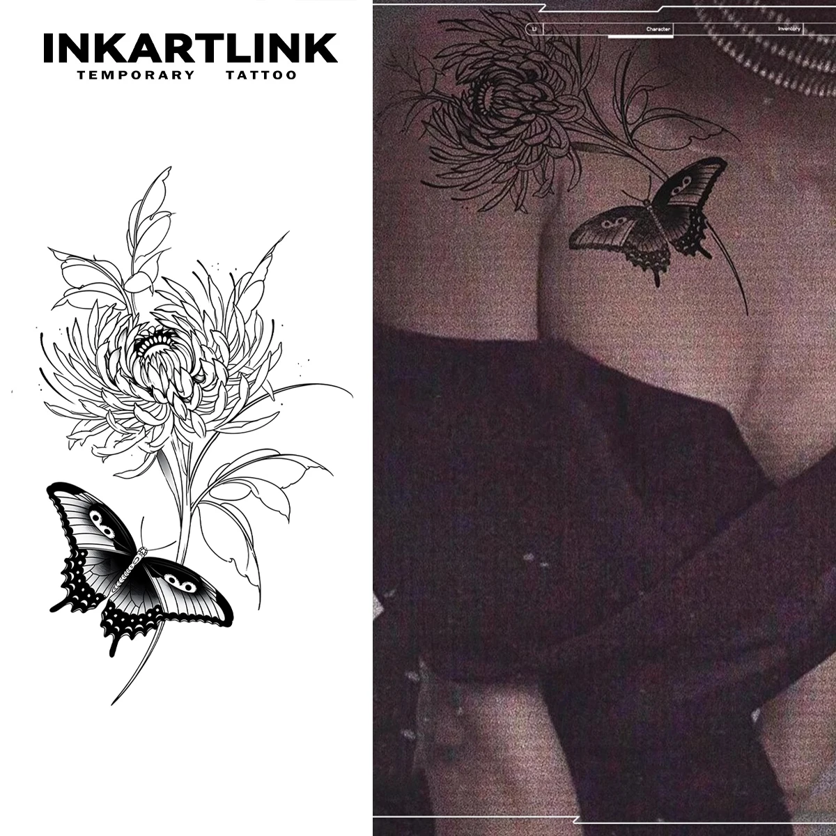 

Временная татуировка хризантемы и бабочки, обезья до 15 дней, новая технология, волшебная водонепроницаемая полуперманентная наклейка.