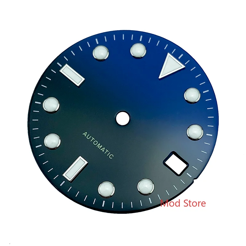 NEW Arrival 28.5mm Half Blue Black Sterile Enamel Dial Copper Part SKX Mod SUB Style Fit NH35A Mov\'t Super Blue BGW9