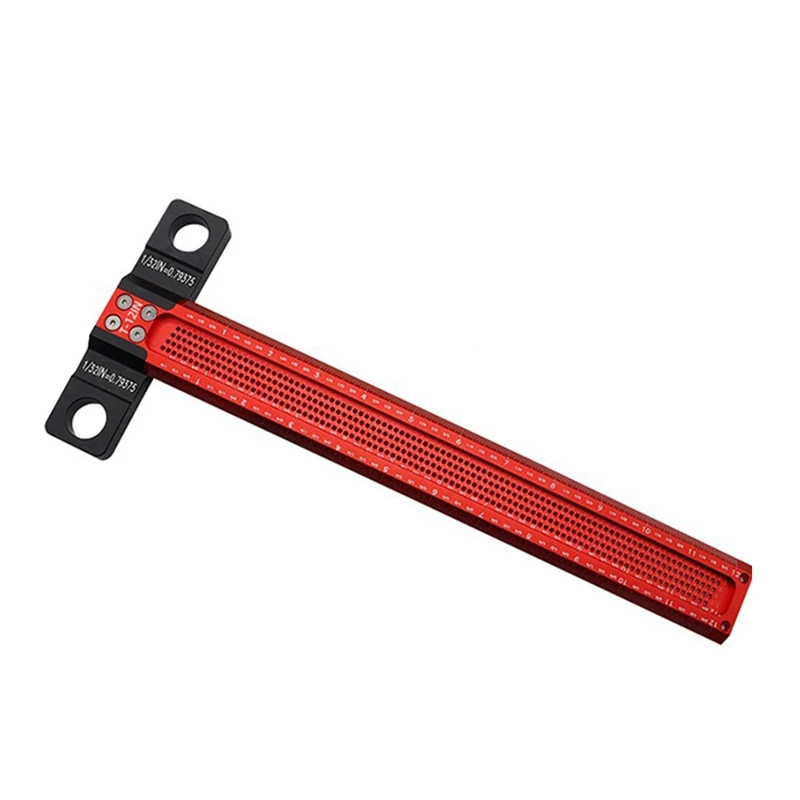 

12-Inch Marking Ruler Woodworking Hole Marking Ruler Parallel/Vertical Marking T-Shaped Crossing Hole Marking Ruler Durable