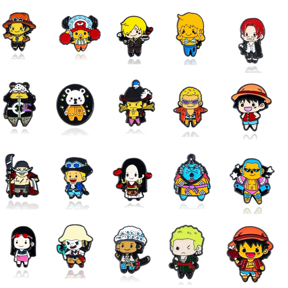 20-Piece One Piece Cartoon Q-Version Character Brooch Set: Monkey D. Luffy Zoro Sanji Brook Pin Badges  Cute Collectible Gift