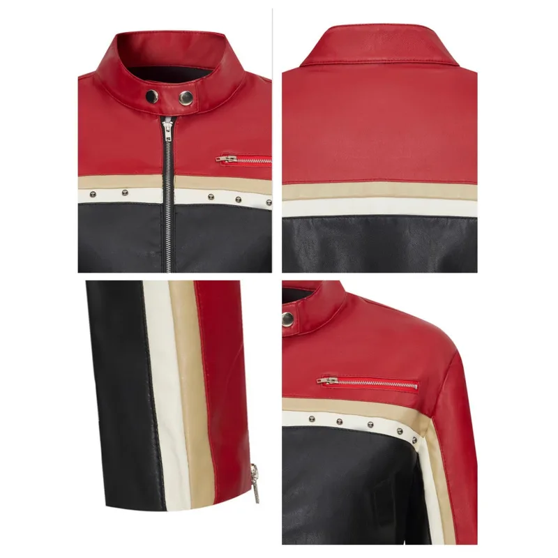 เสื้อแจ็คเก็ตมอเตอร์ไซค์หนัง PU แฟชั่น EAEOVNI สำหรับผู้หญิง คอตั้ง สีตัดกัน สไตล์สตรีทแวร์ คอลเลคชั่นใหม่ ฤดูใบไม้ผลิ 2026