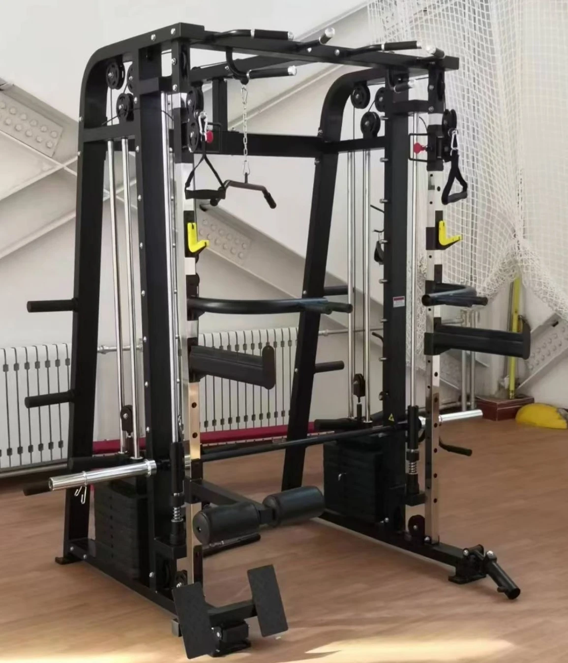 High Quality Integrated Training Fitness Smith Machine Multi-Press Squat Rack for Gym Use-Targets Chest Back Shoulder Exercise