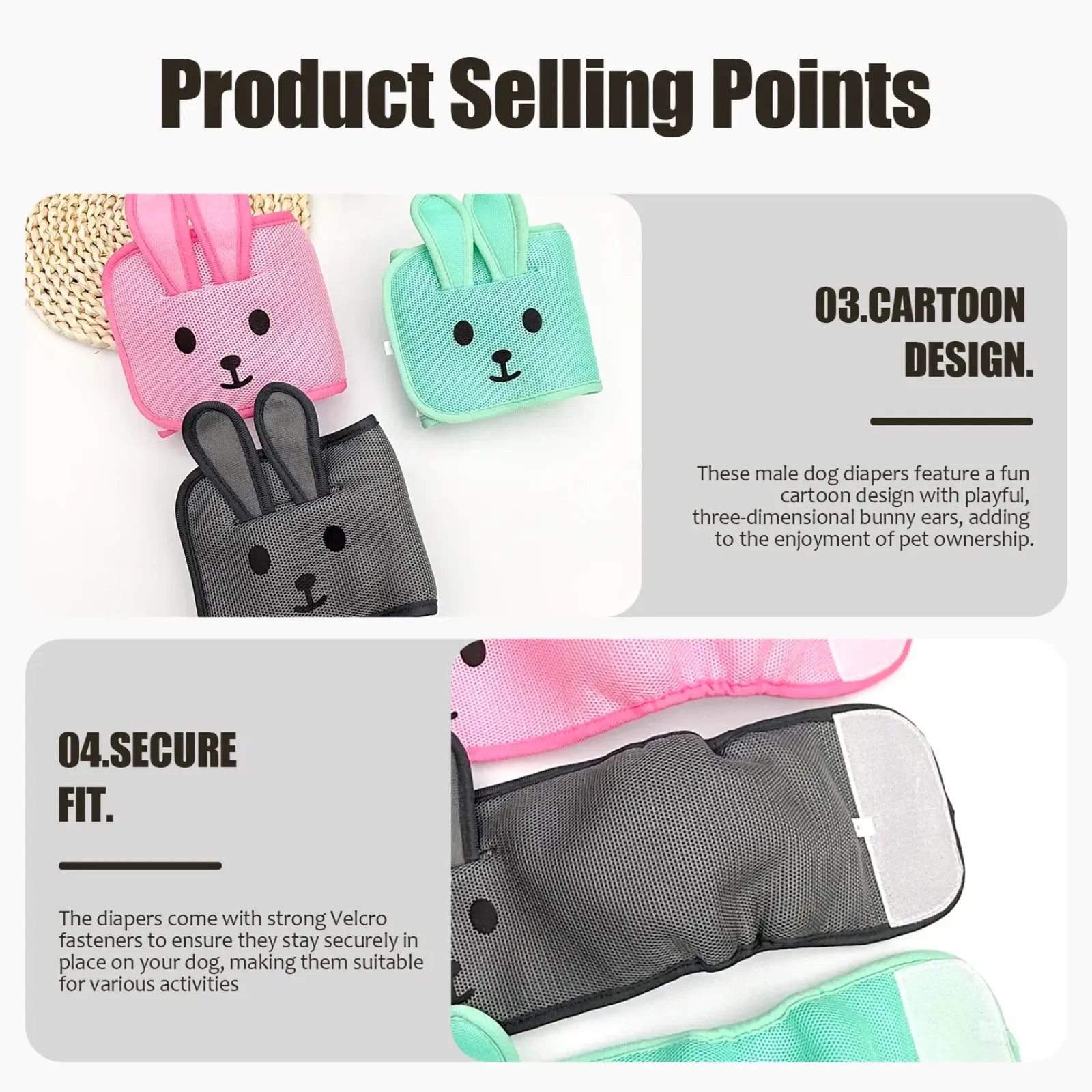 New Pet Sanitary Pants Washable Reusable Adjustable Anti Harassment Outdoor Training Pants Elderly Dog Diapers view 3