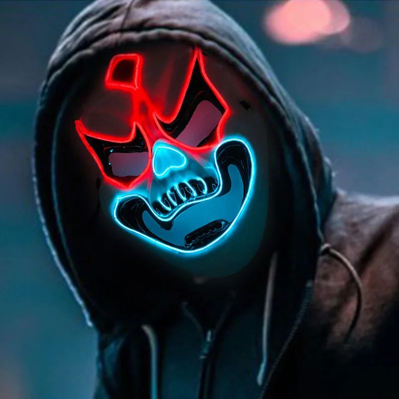 

Horror LED Light Face Masks Scary Glowing Mask For Men Luminous Masque Disguise Mask Costume Supplies