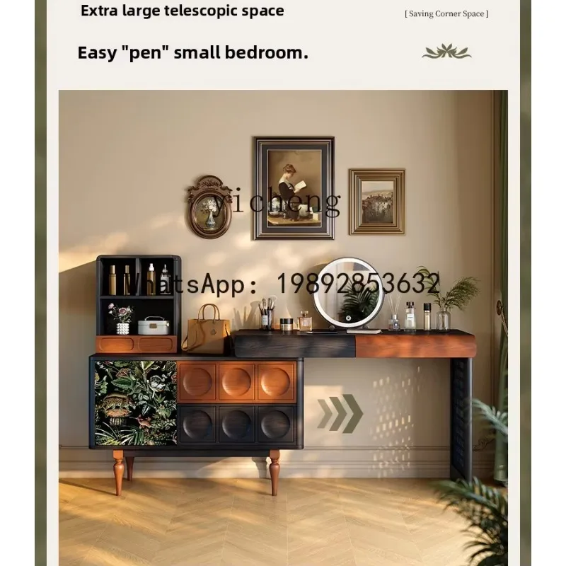 

X7 Bedroom Bedside Dressing Table Chest of Drawers Vintage Style Solid Wood Dressing Table