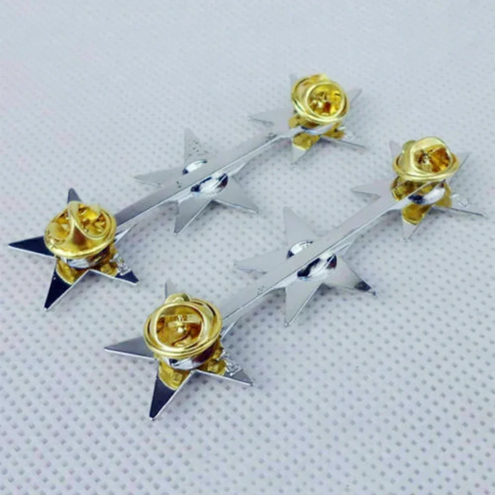 PAIR WW2 US ARMY OFFICER 3 STARS LIEUTENANT GENERAL RANK THREE STARS INSIGNIA BADGE PIN