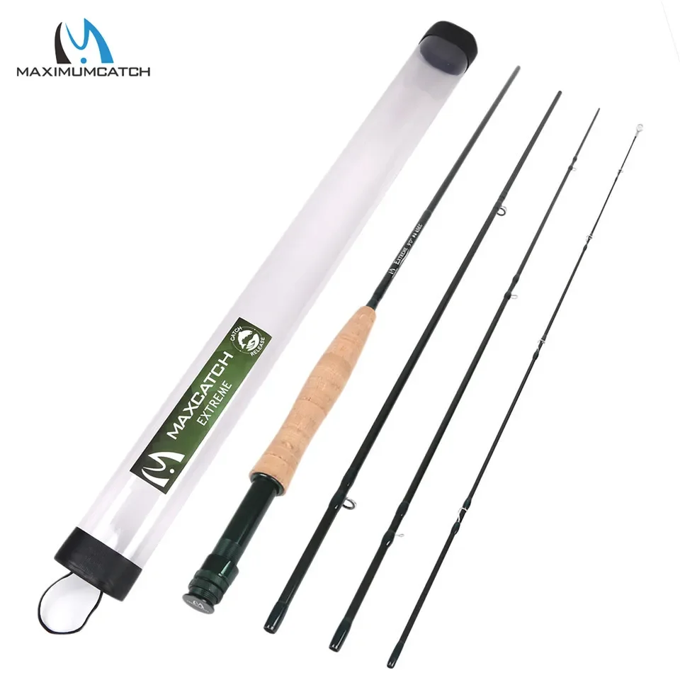 MAXIMUMCATCH Extreme Series Fly Rod 8.4-10ft Carbon Fiber 3-10WT Medium-Fast Action All-Water Performance Fly Fishing Rod