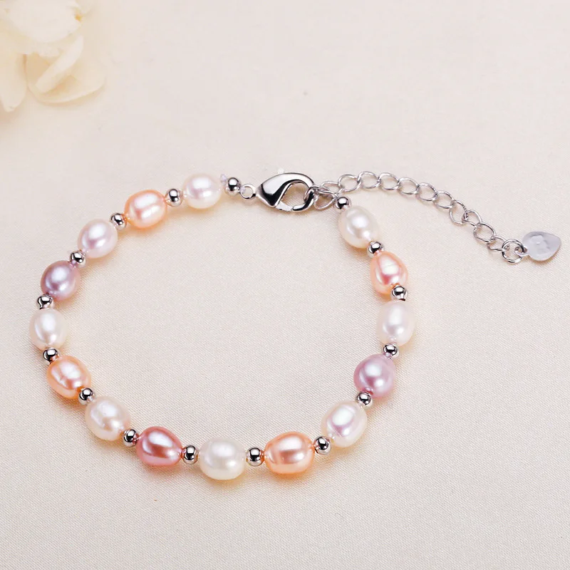 Hengsheng New in 6-7mm Rice Shape Freshwater Pearl Bracelet for Women 16cm+5cm Adjustable Bracelet Jewelry Gift Wholesale