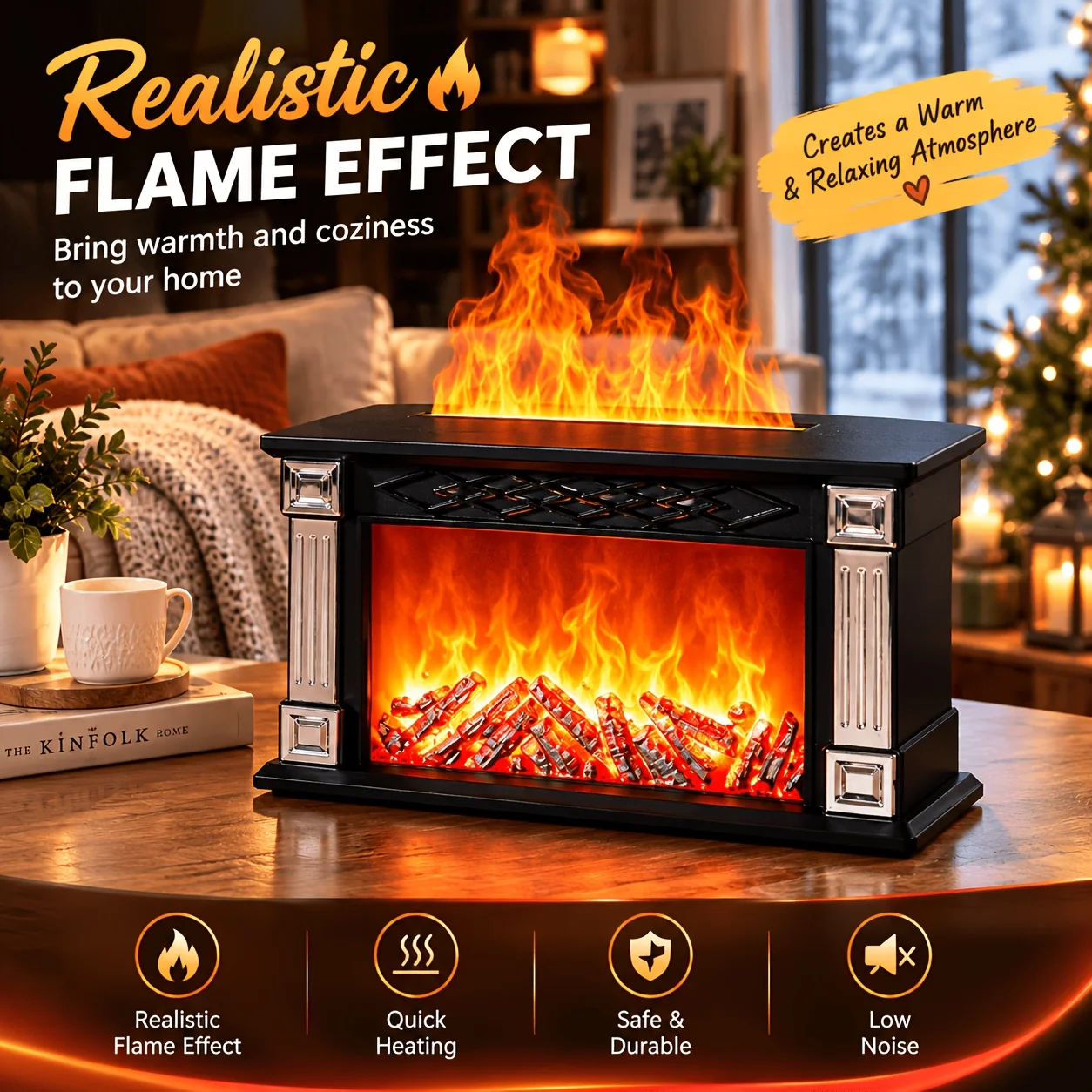 10.15 oz Sonic Technology Atomizing 3D Flame Lamp Aroma Diffuser, Remote Control, Silent Operation, Auto Shutdown, Air Humidifier, Timer, Dual Spray Modes. Suitable for Home, Office, Christmas Decorations, and Gifts.
